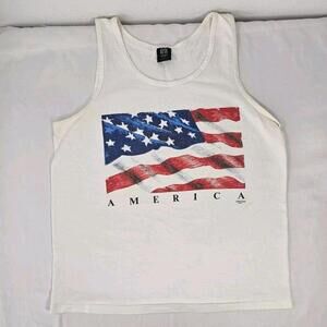 Vintage 1991 Marquee American Sportswear Tank Mens Large United States Flag USA